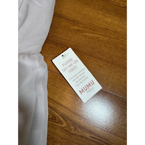 Mumu Weddings Gray Maxi Dress Ruffle Strap Bridesmaid Formal Gown NWT - Picture 3 of 9